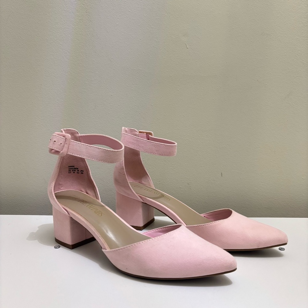 Blush suede Pink Ankle Strap Heels